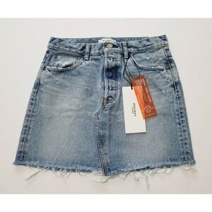 MOUSSY VINTAGE Wellington Denim Mini Skirt Light Blue NWT Size 24 25 28 $235
